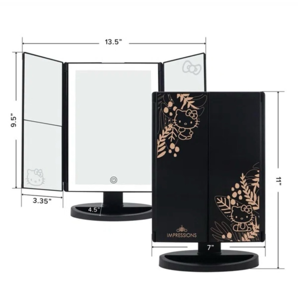 Hello Kitty Trifold LED Tri-Tone Makeup Mirror with Magnification